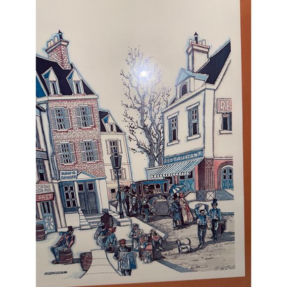 J. Dumas Framed Lithograph Print – Euro Str Scene – French Village Illustration - Picture 9 of 10
